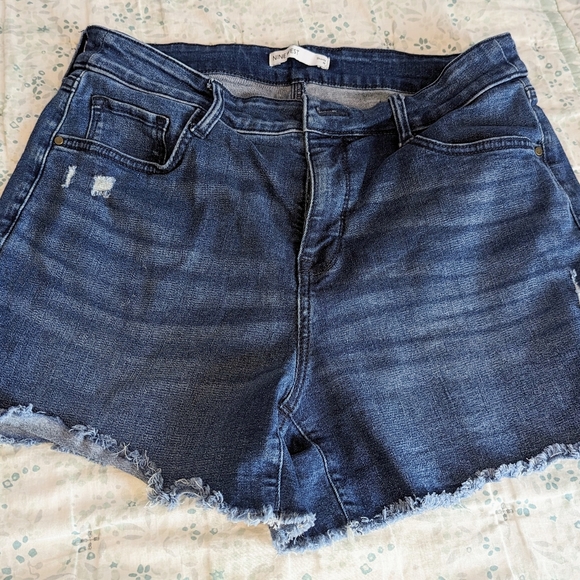Nine West Womens Mid Distressed Rise Cut Off Blue Denim Shorts Sz 10 - Picture 2 of 2